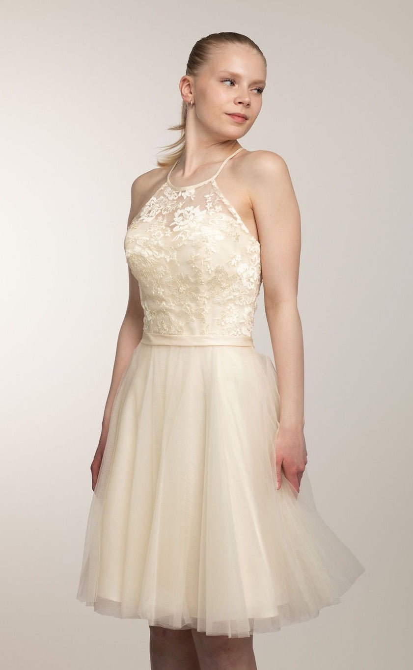 Juhlamekko H3258S-Tulle Champagne