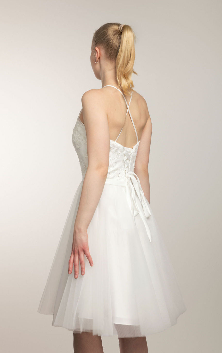 Juhlamekko H3258S-Tulle Ivory