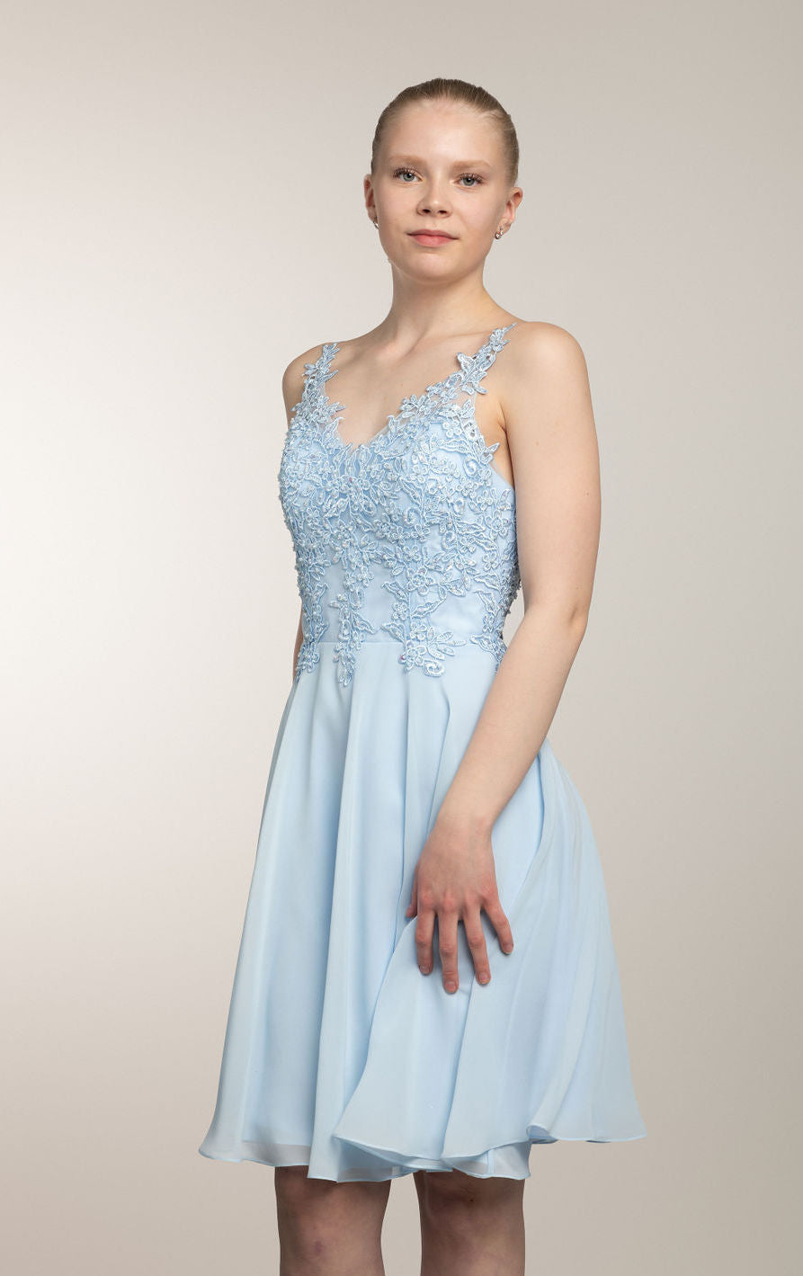 Juhlamekko H4261S-Chiffon Iceblue