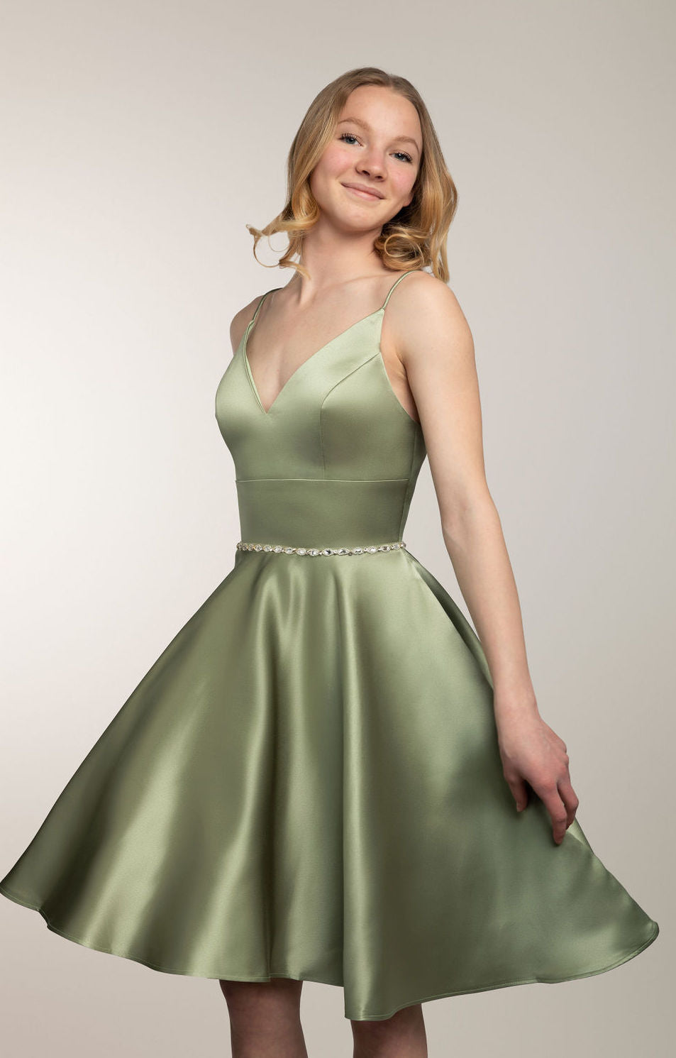 Juhlamekko H4467S-Satin Olive