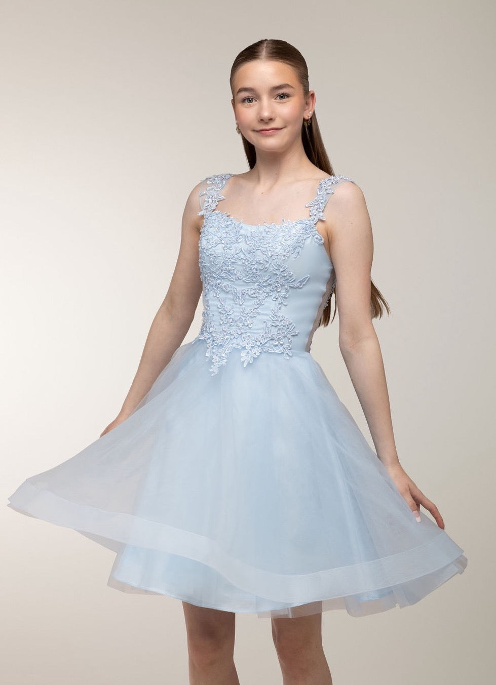 Juhlamekko H4607S-Tulle Iceblue