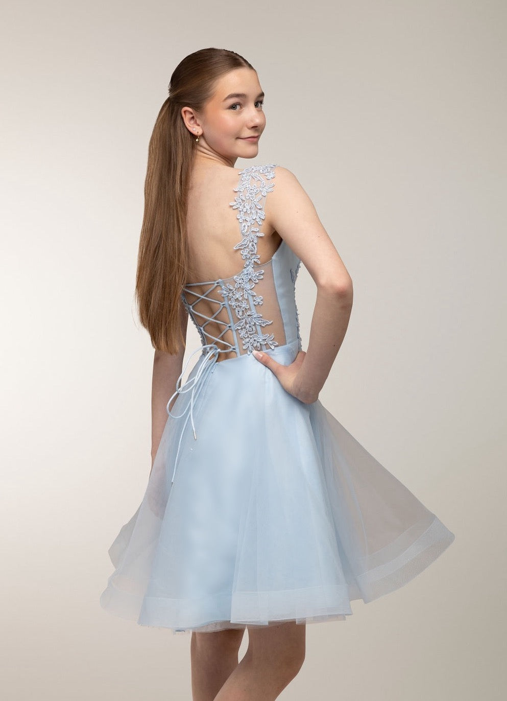 Juhlamekko H4607S-Tulle Iceblue