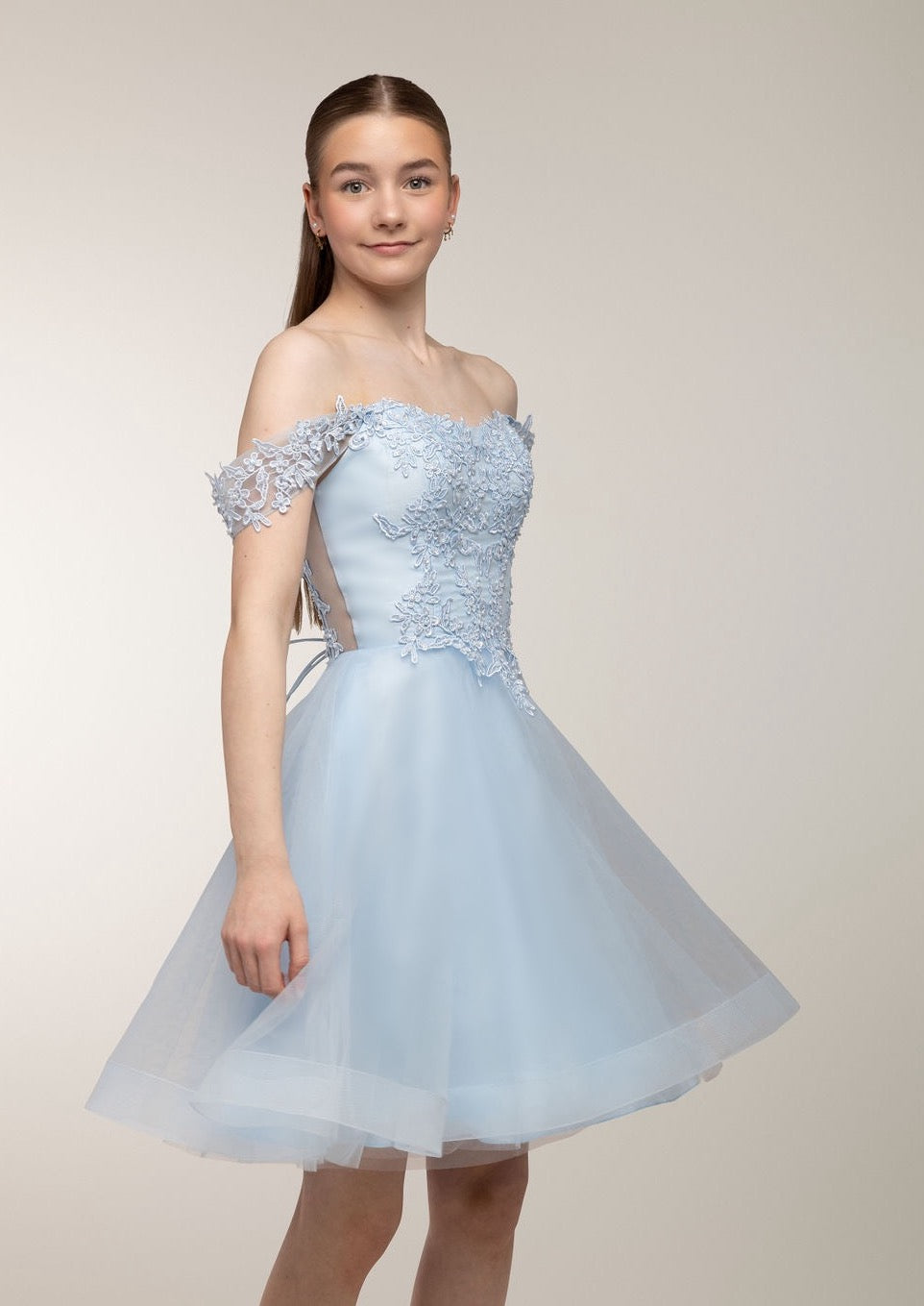 Juhlamekko H4607S-Tulle Iceblue