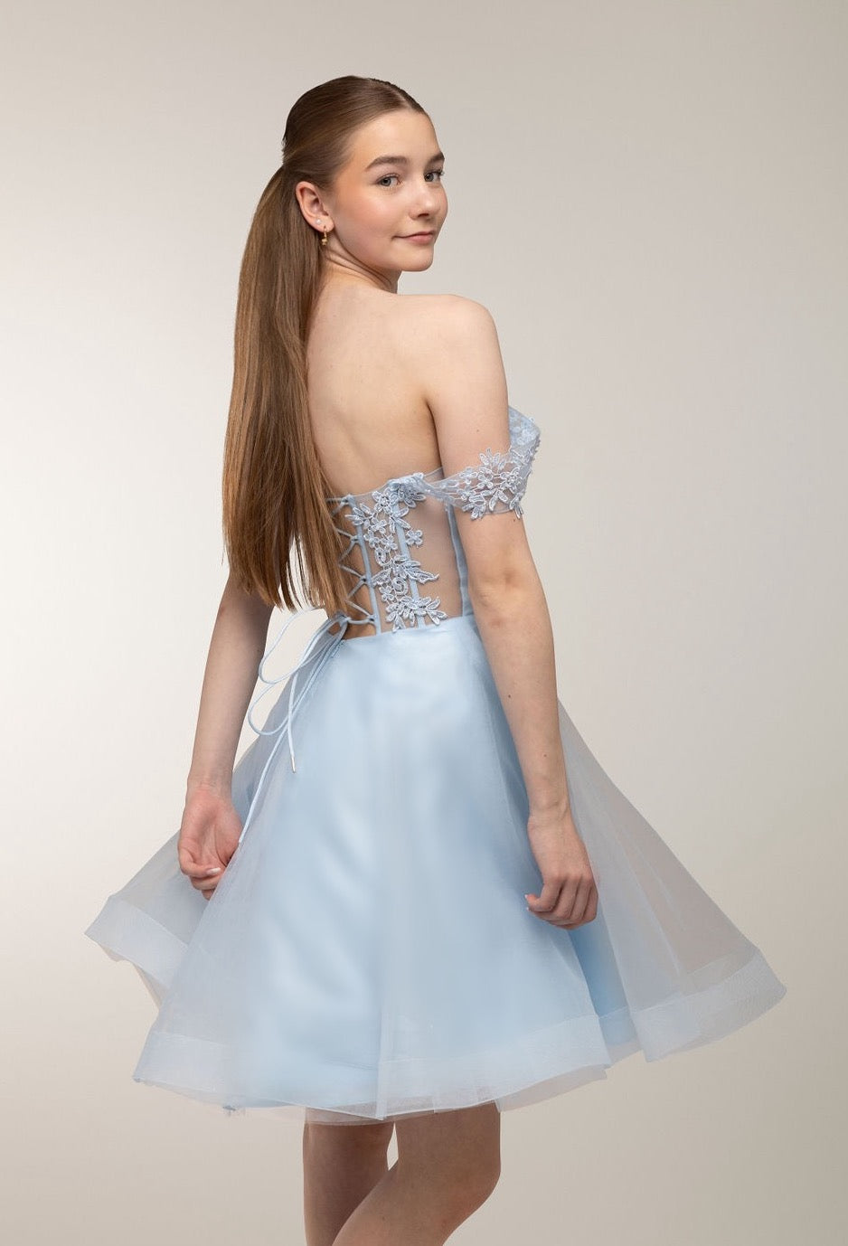 Juhlamekko H4607S-Tulle Iceblue