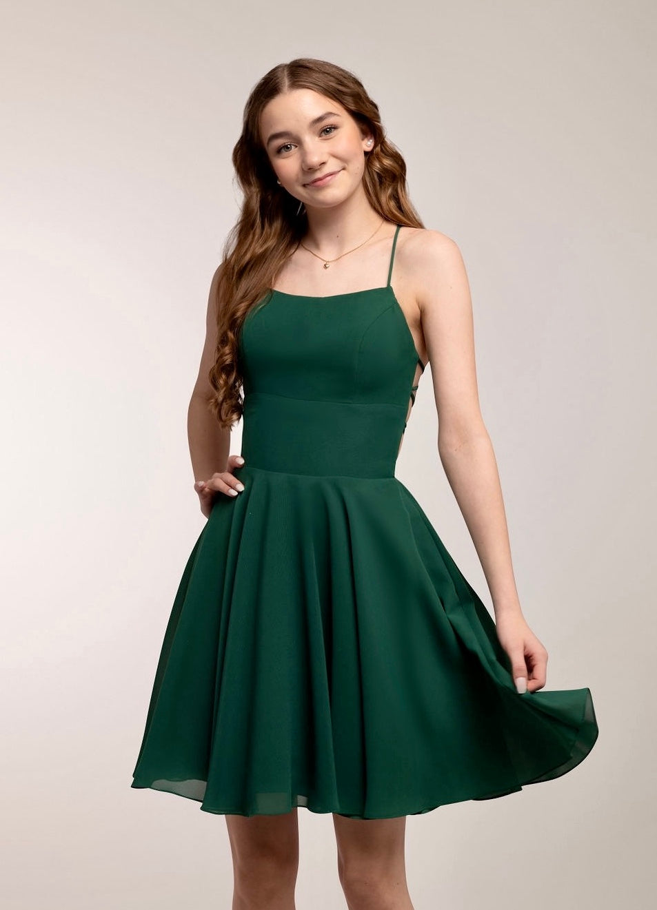 Juhlamekko H5004S-Chiffon Darkgreen