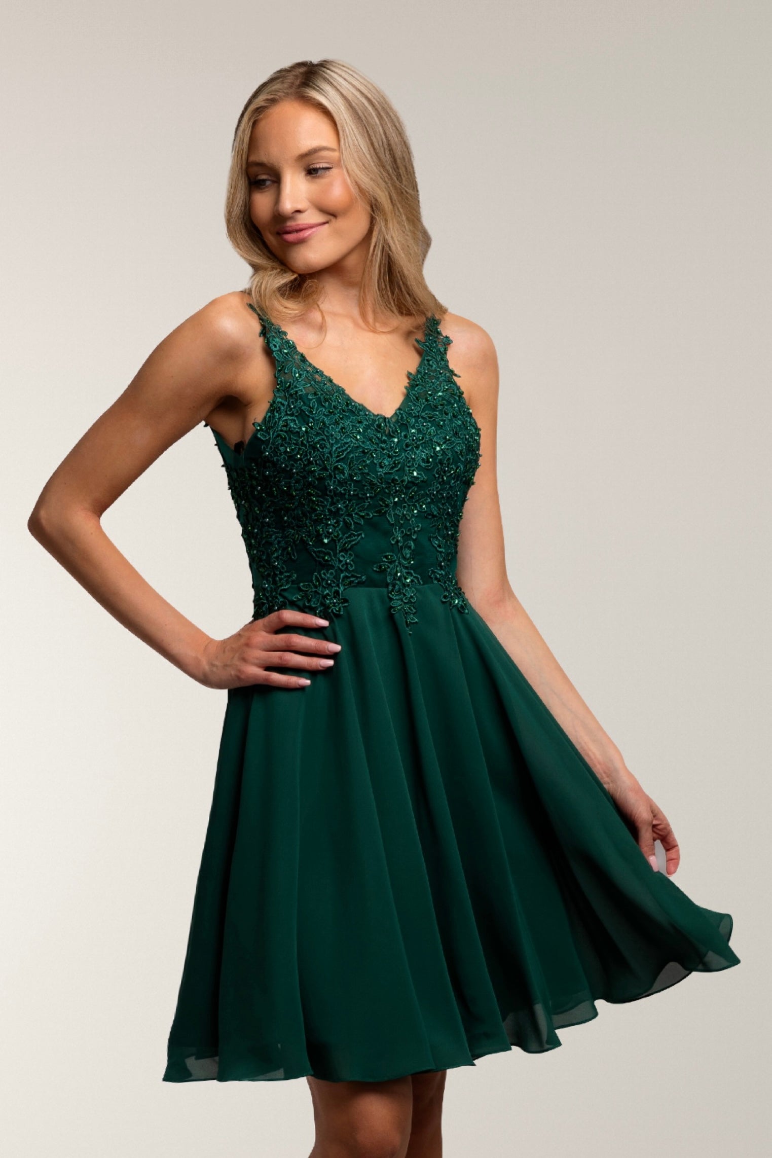 Juhlamekko H4261S-Chiffon Darkgreen